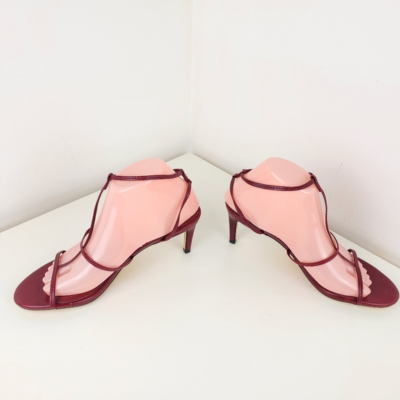 Zara women leather strappy heel sandals red size 10 - Picture 5 of 15